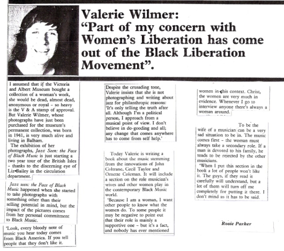 excerpted interview of val wilmer spare-rib 17 1973